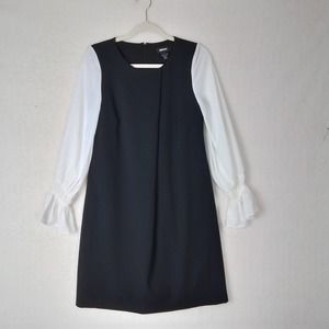 DKNY Long Sleeve A-Line Dress Size‎ 6 in Black and White